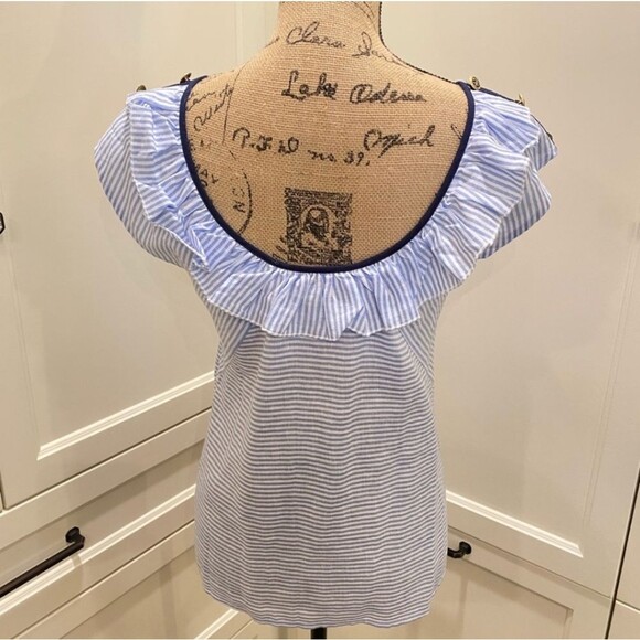 CAbi Style #5600 Windward Reversible Striped Nautical Linen Blend Top, XS - Picture 5 of 13